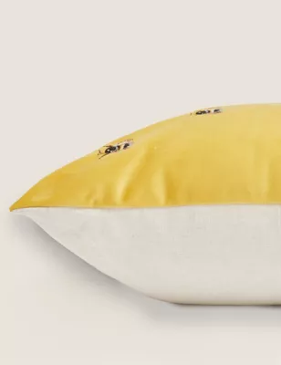 Velvet Bee Embroidered Cushion