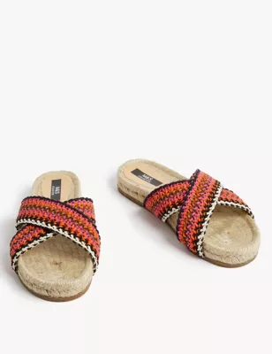 Woven Crossover Flat Espadrilles