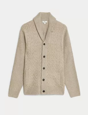 Cable Shawl Collar Cardigan