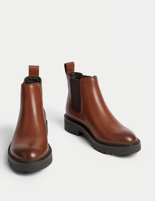 Wide Fit Leather Chelsea Boots