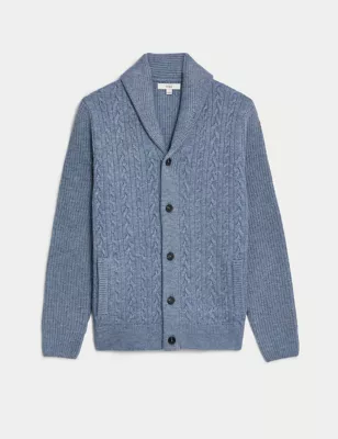 Cable Shawl Collar Cardigan