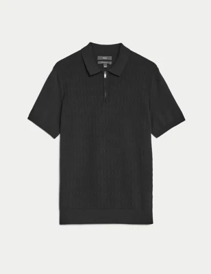 Cotton Rich Textured Knitted Polo Shirt