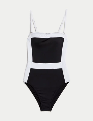 Colour Block Padded Bandeau Swimsuit