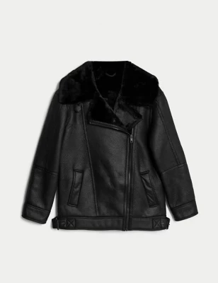 Faux Shearling Aviator Jacket