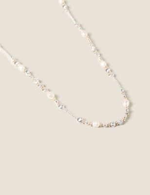 Pearl Rhinestone Long Necklace