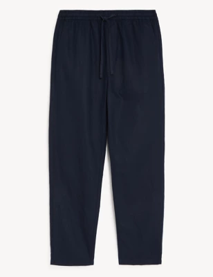 Tapered Fit Linen Blend Trousers