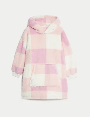 Borg Checked Oversized Hoodie (3-16 Yrs)