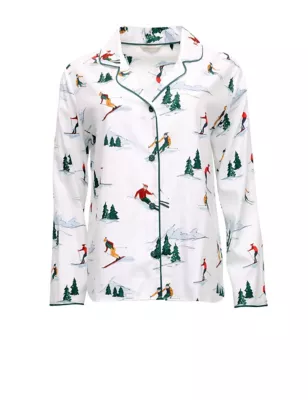 Cotton Modal Ski Print Pyjama Top