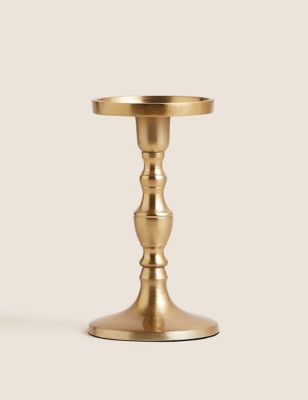 Gold Metal Pillar Candle Holder