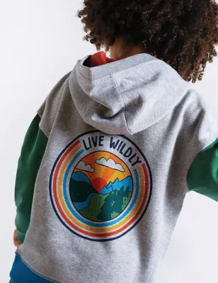 Organic Cotton Graphic Colour Block Hoodie (2-10 Yrs)