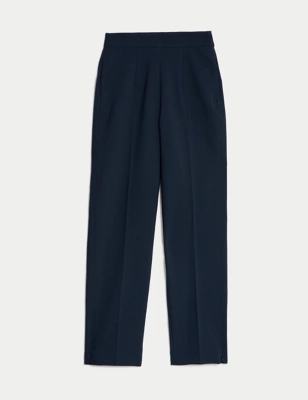 Zip Detail Straight Leg Trousers