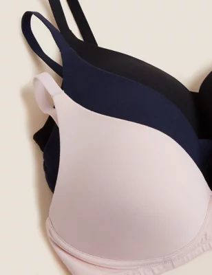 3pk Non Wired Plunge T-Shirt Bras A-E