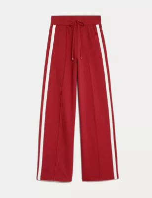 Jersey Side Stripe Wide Leg Trousers