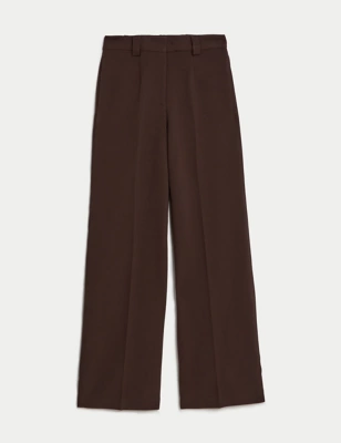 Crepe Tab Detail Wide Leg Trousers