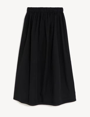 Pure Cotton Midaxi A-Line Skirt