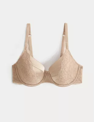 Lace Wired Full Cup Bra With Silk A-E