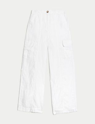 Pure Linen Utility Wide Leg Trousers