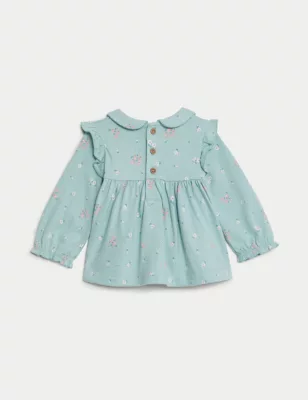 2pc Cotton Rich Floral Dress With Tights (7lbs-1 Yrs)