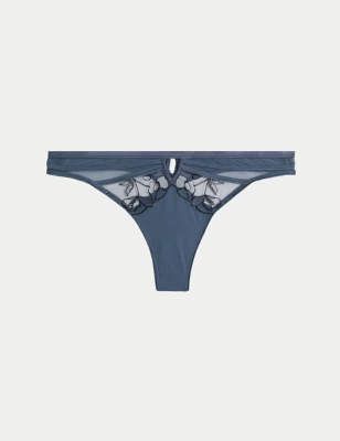 Iris Embroidery Thong