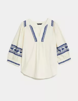 Pure Cotton Embroidered Blouse
