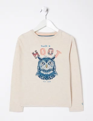 Pure Cotton Owl Top (3-13 Yrs)