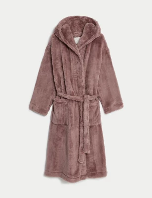 Fleece Hooded Long Dressing Gown