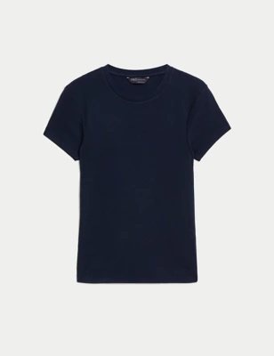 Cotton Rich Slim Fit Ribbed T-Shirt