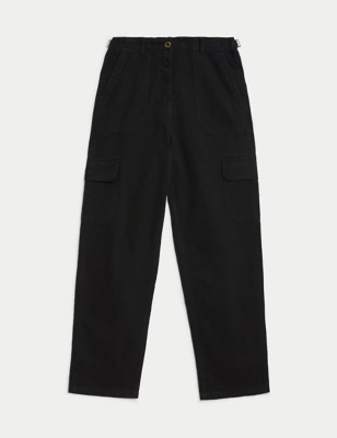 Cotton Rich Cargo Straight Leg Trousers