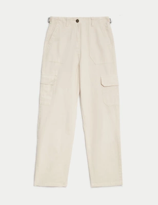 Cotton Rich Cargo Straight Leg Trousers
