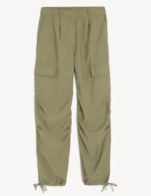 Modal Rich Cargo Wide Leg Trousers