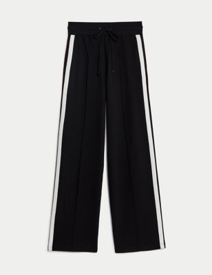 Jersey Side Stripe Wide Leg Trousers