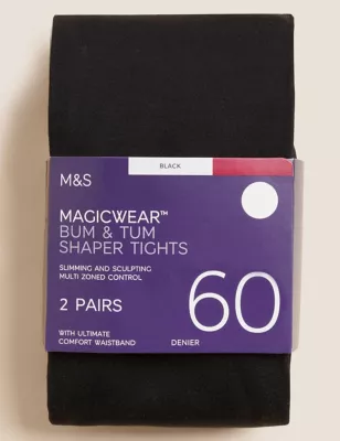 2pk 60 Denier Magicwear&trade; Opaque Tights