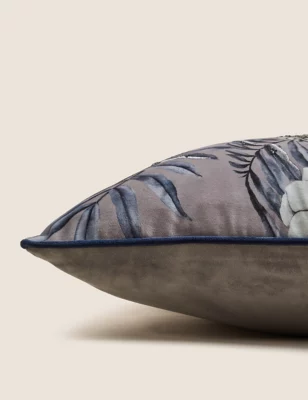 Velvet Embroidered Peacock Cushion