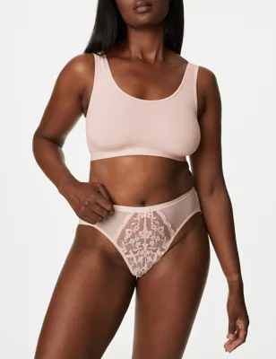 3pk Lace High Waisted High Leg Knickers