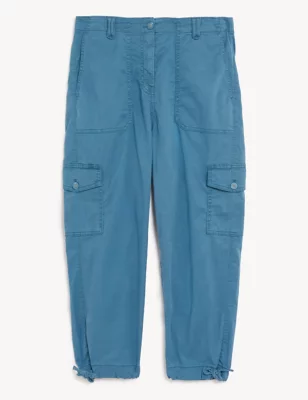 Lyocell Rich Cargo Cropped Trousers