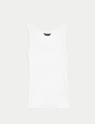 Cotton Rich Ribbed Slim Fit Vest Top