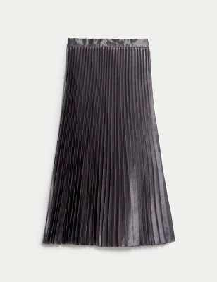 Satin Pleated Midaxi Skirt