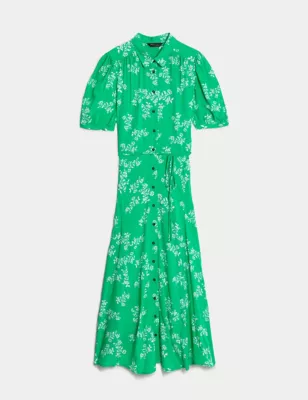 Printed Belted Midaxi Shirt Dress