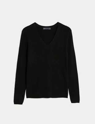 Ribbed V-Neck Knitted Top