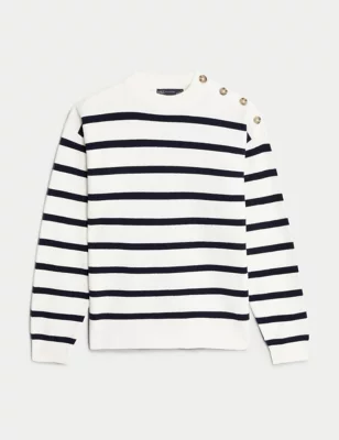 Soft Touch Striped Crew Neck Jumper