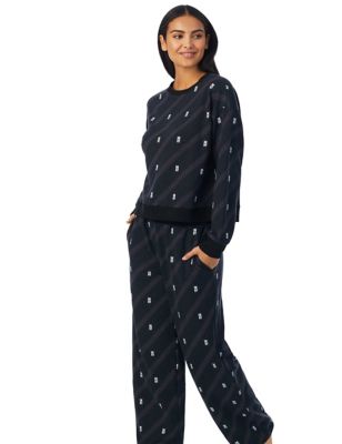 Cotton Rich Striped Logo Print Pyjama Set