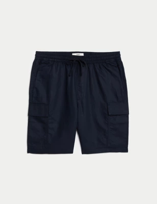 Linen Blend Elasticated Waist Utility Shorts