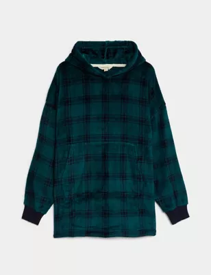 Fleece Checked Supersoft Oversized Hoodie