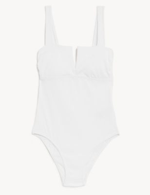 Tummy Control Ribbed Padded V-Neck Swimsuit
