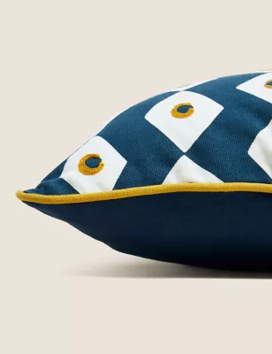 Pure Cotton Geometric Embroidered Cushion