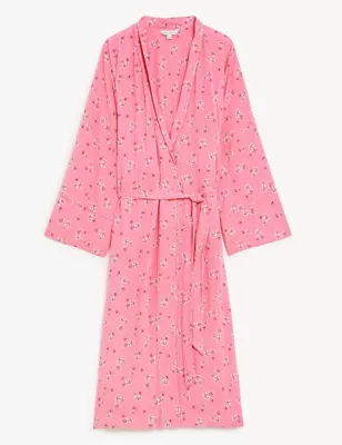 Floral Print Long Kimono Robe
