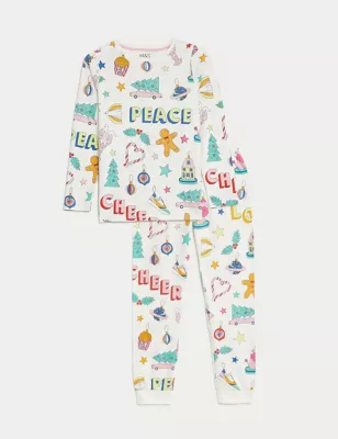 Pure Cotton Christmas Decoration Pyjamas (1-16 Yrs)