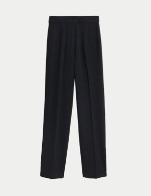 Jersey Straight Leg Trousers With Stretch