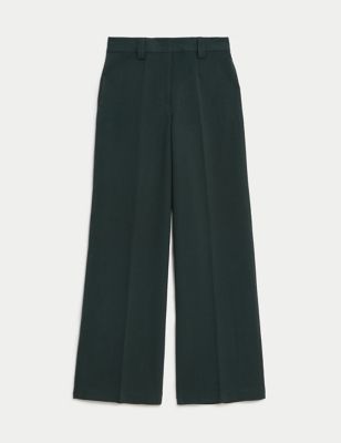 Crepe Tab Detail Wide Leg Trousers