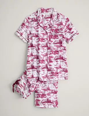 Pure Cotton Printed Cropped Pyjama Set